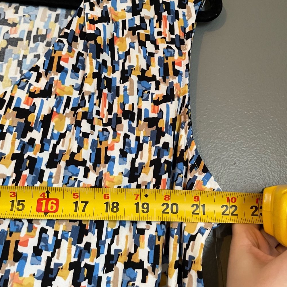NWT Kasper Sz 1X Womens Blue Orange Pixel Pattern Stretch Dress Shirt Blouse!! - Picture 7 of 9